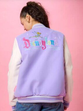 Stoney Clove Lane Disneyland 70th Tinker Bell Varsity Jacket Purple Patches